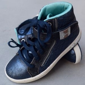 GIRL'S 12 SKECHERS GLITTERY NAVY BLUE ANKLE BOOTS